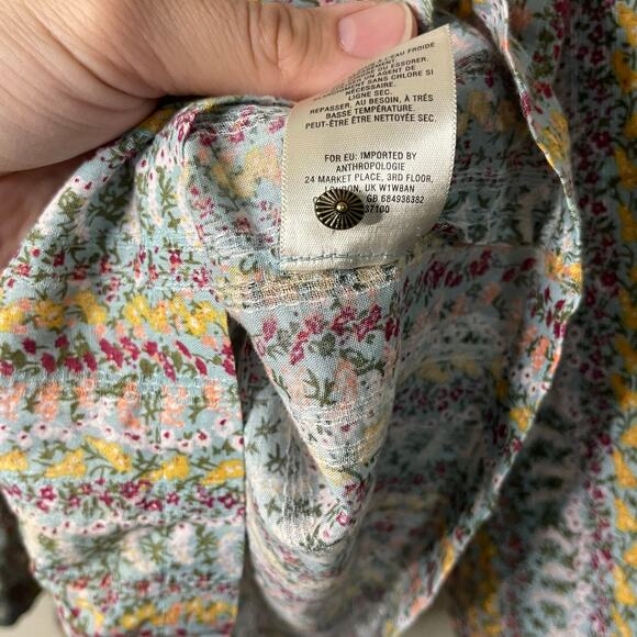 Anthropologie Maeve Gelise Floral Pintuck Button Down Blouse - Size M - Picture 6 of 8